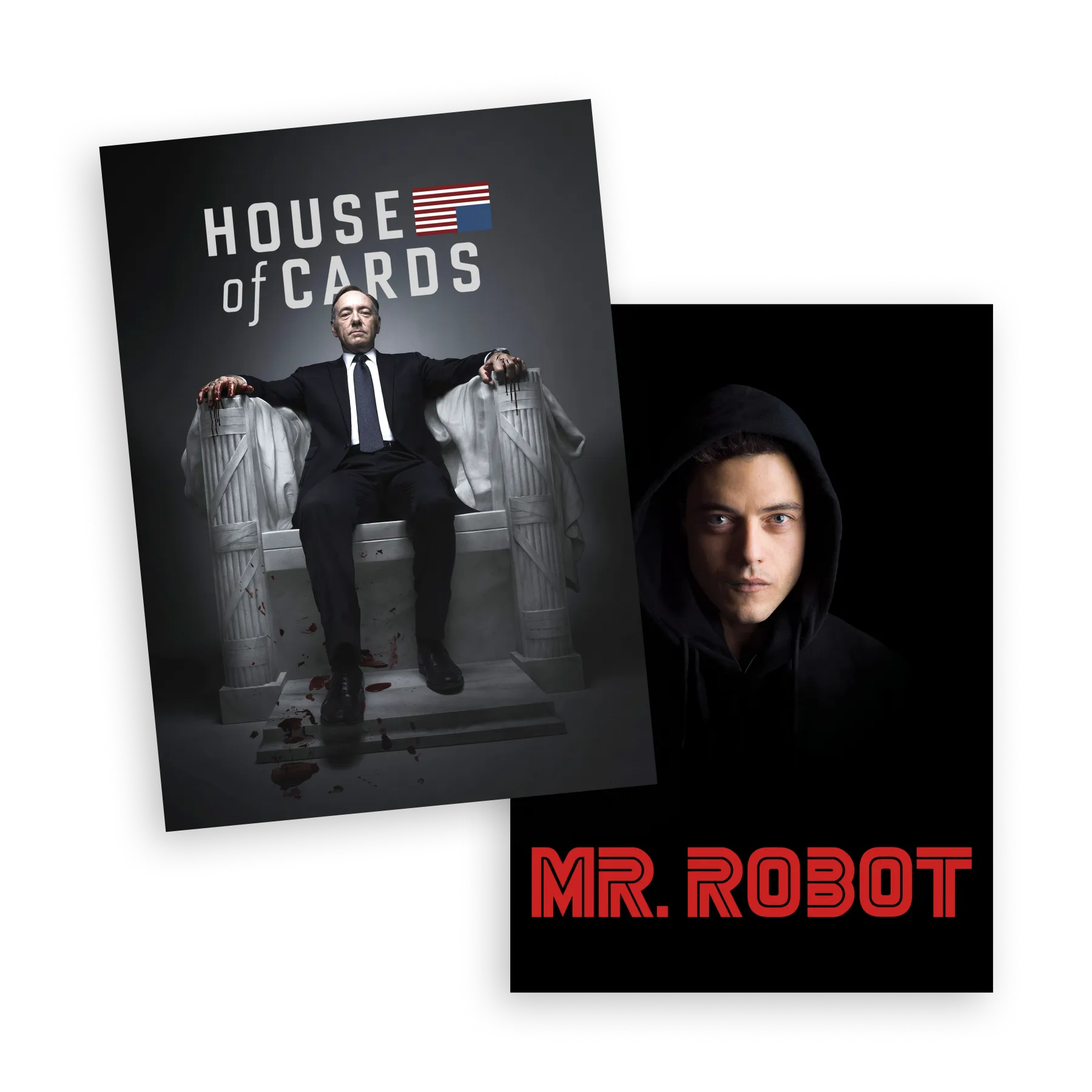 The artworks of the tv series House of Cards and Mr. Robot.